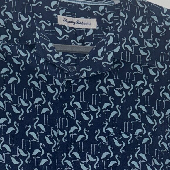Mens Tommy Bahama Go Flamingo SS Shirt Ocean Deep - Picture 8 of 8